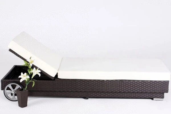 OUTFLEXX Sonnenliege, Braun, Polyrattan, 200x80x37,5cm, Inkl. Polster, Rückenlehne 4-stufig Verstellbar 3 OUTFLEXX Sonnenliege, Braun, Polyrattan, 200x80x37,5cm, Inkl. Polster, Rückenlehne 4-stufig Verstellbar - Image 3