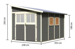 KARIBU Anlehnhaus Bomlitz 4, Terragrau, Fichtenholz 19mm, 255 X 355 X 243 Cm, Pultdach, Exkl. Fußboden -Doppler Verkäufe 17864 6 05.jpg