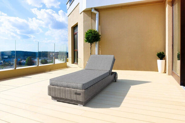 OUTFLEXX Rollliege, Grau, Polyrattan, 200x70x27,5cm, Rückenlehne 5-fach Verstellbar 18 OUTFLEXX Rollliege, Grau, Polyrattan, 200x70x27,5cm, Rückenlehne 5-fach Verstellbar - Image 18