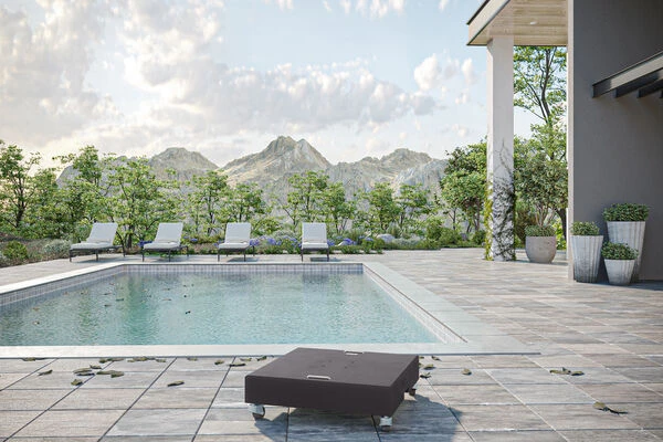 OUTFLEXX Schirmständer, Granit, 70x70x22cm, 150kg, Mit Lenkrollen Und Standfüßen 2 OUTFLEXX Schirmständer, Granit, 70x70x22cm, 150kg, Mit Lenkrollen Und Standfüßen – Bild 2