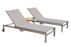 OUTFLEXX 2er-Set Rollliege, Taupe, Edelstahl/Teak, 212x71x36cm, Mit Beistelltisch 45x45cm -Doppler Verkäufe 1 14171.jpg