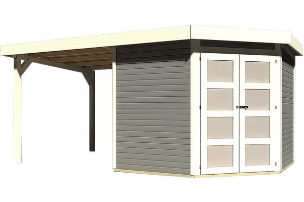 KARIBU Gartenhaus Goldendorf 5, Fichtenholz 19 Mm, Flachdach 1 KARIBU Gartenhaus Goldendorf 5, Fichtenholz 19 Mm, Flachdach