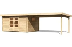 KARIBU Blockbohlenhaus Trittau 5, Fichtenholz Ca. 40 Mm, Pultdach