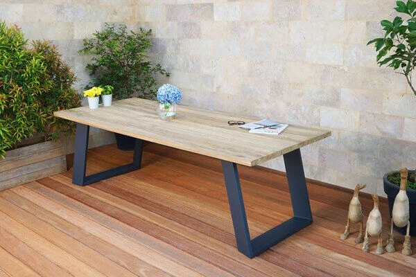 OUTFLEXX Esstisch, Dark Grey/natur, Alu/recycled FSC®-Teak, 240x100x76cm, Rustikal Gebürstet 1 OUTFLEXX Esstisch, Dark Grey/natur, Alu/recycled FSC®-Teak, 240x100x76cm, Rustikal Gebürstet