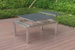 OUTFLEXX Multifunktionstisch, Grau Marmoriert, Glaskeramik / Edelstahl, 100/118x70/90x45/60cm, Platten Mehrfach Verstellbar -Doppler Verkäufe 21657 1.JPG