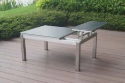 OUTFLEXX Multifunktionstisch, Grau Marmoriert, Glaskeramik / Edelstahl, 100/118x70/90x45/60cm, Platten Mehrfach Verstellbar -Doppler Verkäufe 21657 10.JPG