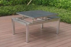 OUTFLEXX Multifunktionstisch, Grau Marmoriert, Glaskeramik / Edelstahl, 100/118x70/90x45/60cm, Platten Mehrfach Verstellbar -Doppler Verkäufe 21657 11.JPG