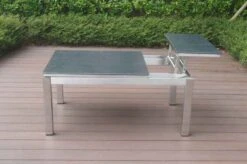 OUTFLEXX Multifunktionstisch, Grau Marmoriert, Glaskeramik / Edelstahl, 100/118x70/90x45/60cm, Platten Mehrfach Verstellbar -Doppler Verkäufe 21657 12.JPG