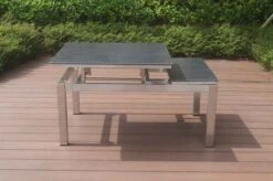 OUTFLEXX Multifunktionstisch, Grau Marmoriert, Glaskeramik / Edelstahl, 100/118x70/90x45/60cm, Platten Mehrfach Verstellbar -Doppler Verkäufe 21657 13.JPG