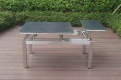 OUTFLEXX Multifunktionstisch, Grau Marmoriert, Glaskeramik / Edelstahl, 100/118x70/90x45/60cm, Platten Mehrfach Verstellbar -Doppler Verkäufe 21657 15.JPG