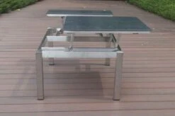 OUTFLEXX Multifunktionstisch, Grau Marmoriert, Glaskeramik / Edelstahl, 100/118x70/90x45/60cm, Platten Mehrfach Verstellbar -Doppler Verkäufe 21657 18.JPG