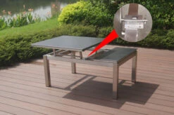 OUTFLEXX Multifunktionstisch, Grau Marmoriert, Glaskeramik / Edelstahl, 100/118x70/90x45/60cm, Platten Mehrfach Verstellbar -Doppler Verkäufe 21657 4.JPG