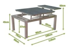 OUTFLEXX Multifunktionstisch, Grau Marmoriert, Glaskeramik / Edelstahl, 100/118x70/90x45/60cm, Platten Mehrfach Verstellbar -Doppler Verkäufe 21657 5 mass.JPG