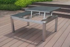 OUTFLEXX Multifunktionstisch, Grau Marmoriert, Glaskeramik / Edelstahl, 100/118x70/90x45/60cm, Platten Mehrfach Verstellbar -Doppler Verkäufe 21657 9.JPG