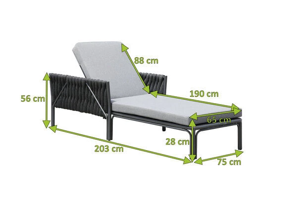 OUTFLEXX Mermaid Loungeliege, Anthrazit, Aluminium/XL Rope, 75x56x65 Cm, Inkl. Polster 4 OUTFLEXX Mermaid Loungeliege, Anthrazit, Aluminium/XL Rope, 75x56x65 Cm, Inkl. Polster - Image 4