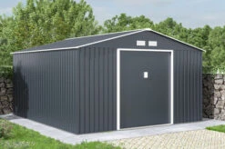 OUTTECH Gerätehaus, Anthrazit, Stahl, 340 X 382 X 210 Cm, Schiebetüren, Inkl. Lüftungsgitter