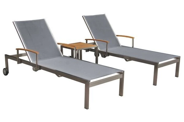 OUTFLEXX Rollliege, Silber, Edelstahl/Textilene, Mit Gasfeder, 195,5x74x35cm 2 OUTFLEXX Rollliege, Silber, Edelstahl/Textilene, Mit Gasfeder, 195,5x74x35cm - Image 2