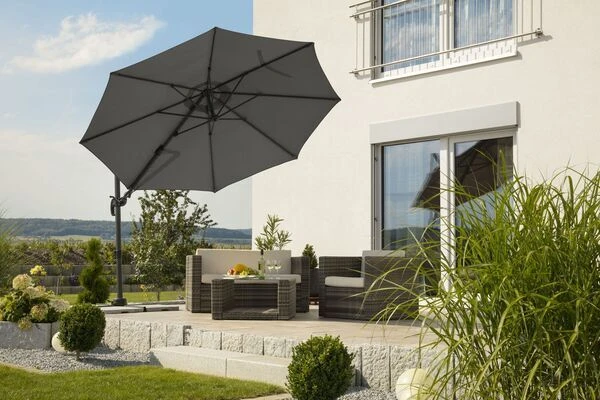 Schneider® SCHNEIDER Rhodos Eco Twist Ampelschirm, Anthrazit, Rund, Ø 300 Cm 2 Schneider® SCHNEIDER Rhodos Eco Twist Ampelschirm, Anthrazit, Rund, Ø 300 Cm - Image 2