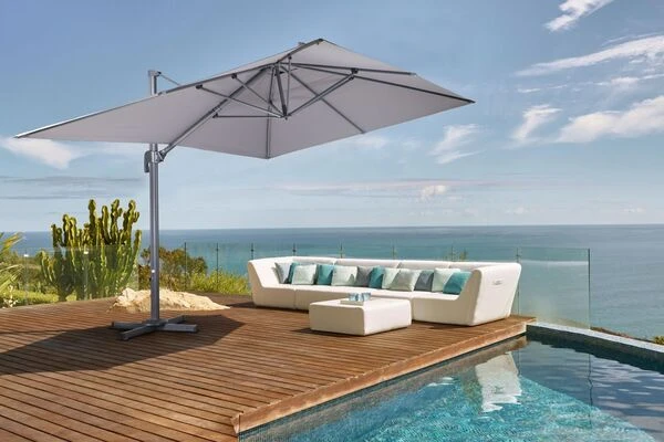 OUTFLEXX Ampelschirm, Anthrazit, Pulverbesch. Aluminium, 400x300cm, Inkl. Plattenständer 2 OUTFLEXX Ampelschirm, Anthrazit, Pulverbesch. Aluminium, 400x300cm, Inkl. Plattenständer - Image 2