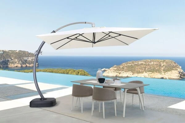 OUTFLEXX Luxus Ampelschirm, Anthrazit/creme, Edelstahl/Aluminium, 350x350cm, Inkl. Schirmständer Und Schutzhülle 2 OUTFLEXX Luxus Ampelschirm, Anthrazit/creme, Edelstahl/Aluminium, 350x350cm, Inkl. Schirmständer Und Schutzhülle - Image 2