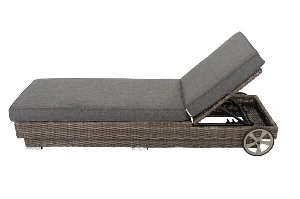 OUTFLEXX Rollliege, Grau, Polyrattan, 200x70x27,5cm, Rückenlehne 5-fach Verstellbar 2 OUTFLEXX Rollliege, Grau, Polyrattan, 200x70x27,5cm, Rückenlehne 5-fach Verstellbar - Image 2