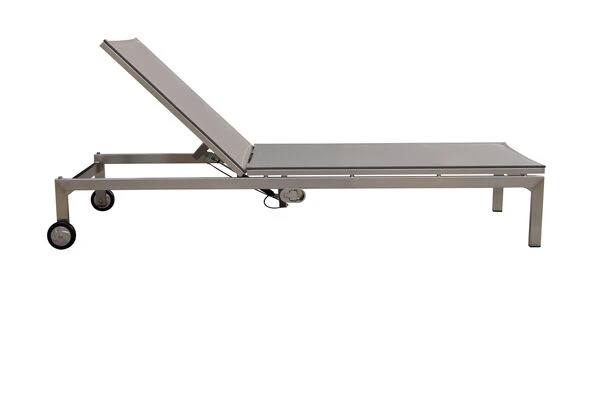 OUTFLEXX Rollliege, Taupe, Edelstahl/Textilene, Verstellbare Rückenlehne, 212x71x36cm 2 OUTFLEXX Rollliege, Taupe, Edelstahl/Textilene, Verstellbare Rückenlehne, 212x71x36cm – Bild 2