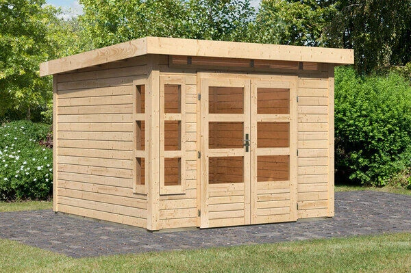 KARIBU Gartenhaus Kastorf 6, Naturbelassen, Fichtenholz 28mm, 305 X 274 X 222 Cm, Flachdach, Inkl. Oberlicht 1 KARIBU Gartenhaus Kastorf 6, Naturbelassen, Fichtenholz 28mm, 305 X 274 X 222 Cm, Flachdach, Inkl. Oberlicht