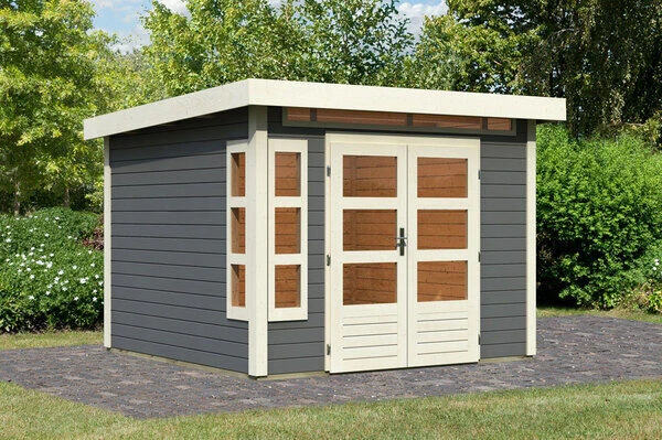 KARIBU Gartenhaus Kastorf 6, Terragrau, Fichtenholz 28mm, 305 X 274 X 222 Cm, Flachdach, Inkl. Oberlicht 1 KARIBU Gartenhaus Kastorf 6, Terragrau, Fichtenholz 28mm, 305 X 274 X 222 Cm, Flachdach, Inkl. Oberlicht