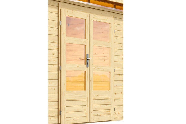 KARIBU Gartenhaus Kastorf 6, Naturbelassen, Fichtenholz 28mm, 612 X 274 X 222 Cm, Flachdach, Anbau 3,2m 2 KARIBU Gartenhaus Kastorf 6, Naturbelassen, Fichtenholz 28mm, 612 X 274 X 222 Cm, Flachdach, Anbau 3,2m - Image 2