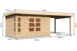 KARIBU Gartenhaus Kastorf 7, Naturbelassen, Fichtenholz 28mm, 702 X 244 X 222 Cm, Flachdach, Anbau 3,2m 13 KARIBU Gartenhaus Kastorf 7, Naturbelassen, Fichtenholz 28mm, 702 X 244 X 222 Cm, Flachdach, Anbau 3,2m -Doppler Verkäufe 30467 3 05.jpg