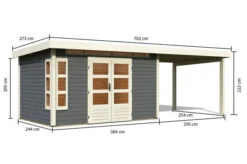 KARIBU Gartenhaus Kastorf 7, Terragrau, Fichtenholz 28mm, 702 X 244 X 222 Cm, Flachdach, Anbau 3,2m -Doppler Verkäufe 30467 4 05.jpg