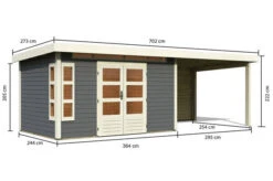 KARIBU Gartenhaus Kastorf 7, Terragrau, Fichtenholz 28mm, 702 X 244 X 222 Cm, Flachdach, Anbau 3,2m Mit Rückwand -Doppler Verkäufe 30468 4 05.jpg