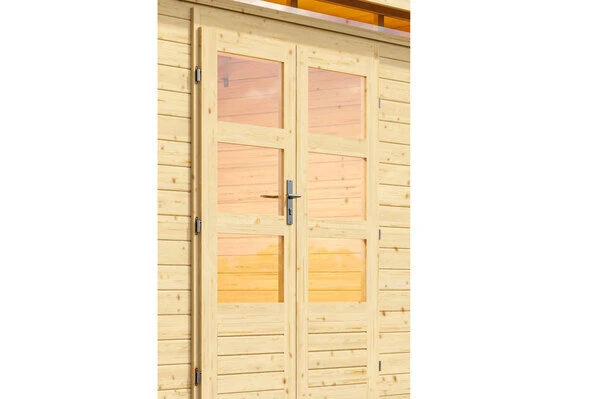 KARIBU Gartenhaus Kastorf6 , Naturbelassen, Fichtenholz 28mm, 612 X 274 X 222 Cm, Flachdach, Anbau 3,2m Mit Rück- Und Seitenwand 2 KARIBU Gartenhaus Kastorf6 , Naturbelassen, Fichtenholz 28mm, 612 X 274 X 222 Cm, Flachdach, Anbau 3,2m Mit Rück- Und Seitenwand - Image 2