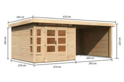 KARIBU Gartenhaus Kastorf6 , Naturbelassen, Fichtenholz 28mm, 612 X 274 X 222 Cm, Flachdach, Anbau 3,2m Mit Rück- Und Seitenwand 13 KARIBU Gartenhaus Kastorf6 , Naturbelassen, Fichtenholz 28mm, 612 X 274 X 222 Cm, Flachdach, Anbau 3,2m Mit Rück- Und Seitenwand -Doppler Verkäufe 30469 1 05.jpg