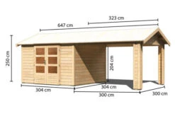 KARIBU Gartenhaus Theres 7, Naturbelassen, Fichtenholz 28mm, 648 X 304 X 250 Cm, Satteldach, Inkl. Dachausbauelement -Doppler Verkäufe 30471 3 05.jpg