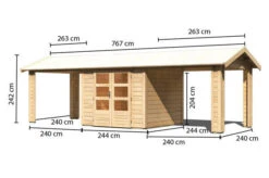KARIBU Gartenhaus Theres 3, Naturbelassen, Fichtenholz 28mm, 767 X 240 X 242 Cm, Satteldach, 2 Dachausbauelemente 13 KARIBU Gartenhaus Theres 3, Naturbelassen, Fichtenholz 28mm, 767 X 240 X 242 Cm, Satteldach, 2 Dachausbauelemente -Doppler Verkäufe 30472 1 05.jpg