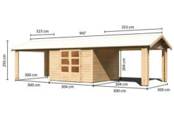 KARIBU Gartenhaus Theres 7, Naturbelassen, Fichtenholz 28mm, 947 X 304 X 250 Cm, Satteldach, 2 Dachausbauelemente -Doppler Verkäufe 30472 3 05.jpg