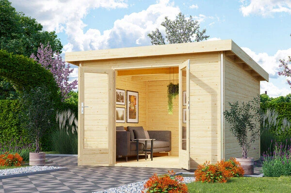 KARIBU Gartenhaus Radeburg 1, Naturbelassen, Fichtenholz 40mm, 346 X 309 X 229,5 Cm, Pultdach, Massivholzdach 1 KARIBU Gartenhaus Radeburg 1, Naturbelassen, Fichtenholz 40mm, 346 X 309 X 229,5 Cm, Pultdach, Massivholzdach