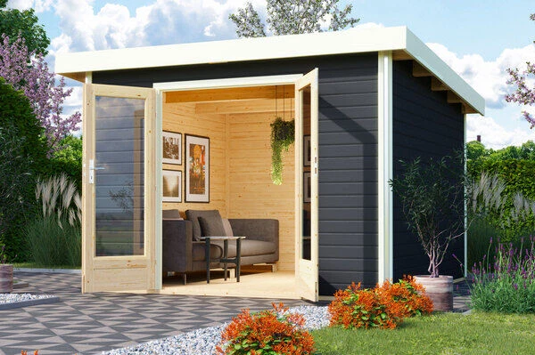 KARIBU Gartenhaus Radeburg 1, Terragrau, Fichtenholz 40mm, 346 X 309 X 229,5 Cm, Pultdach, Massivholzdach 1 KARIBU Gartenhaus Radeburg 1, Terragrau, Fichtenholz 40mm, 346 X 309 X 229,5 Cm, Pultdach, Massivholzdach