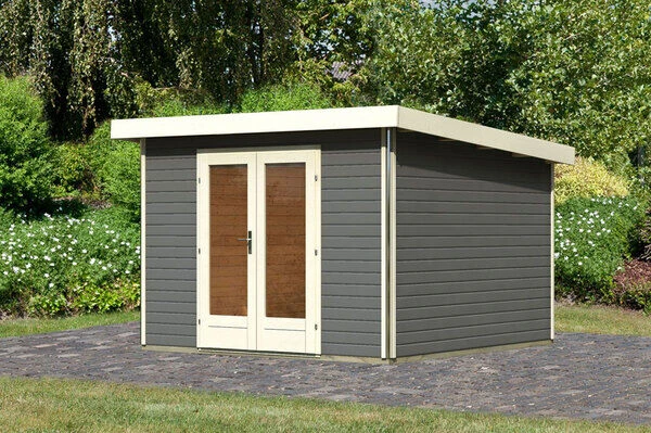 KARIBU Gartenhaus Radeburg 1, Terragrau, Fichtenholz 40mm, 346 X 309 X 229,5 Cm, Pultdach, Massivholzdach 2 KARIBU Gartenhaus Radeburg 1, Terragrau, Fichtenholz 40mm, 346 X 309 X 229,5 Cm, Pultdach, Massivholzdach - Image 2
