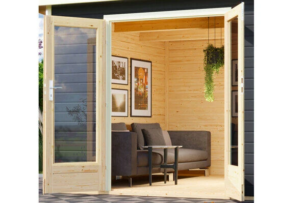 KARIBU Gartenhaus Radeburg 1, Terragrau, Fichtenholz 40mm, 346 X 309 X 229,5 Cm, Pultdach, Massivholzdach 4 KARIBU Gartenhaus Radeburg 1, Terragrau, Fichtenholz 40mm, 346 X 309 X 229,5 Cm, Pultdach, Massivholzdach - Image 4