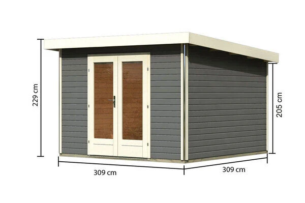 KARIBU Gartenhaus Radeburg 1, Terragrau, Fichtenholz 40mm, 346 X 309 X 229,5 Cm, Pultdach, Massivholzdach 5 KARIBU Gartenhaus Radeburg 1, Terragrau, Fichtenholz 40mm, 346 X 309 X 229,5 Cm, Pultdach, Massivholzdach - Image 5