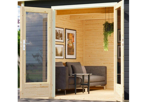 KARIBU Gartenhaus Radeburg 1, Terragrau, Fichtenholz 40mm, 664 X 309 X 229,5 Cm, Pultdach, Anbau 3,3m 2 KARIBU Gartenhaus Radeburg 1, Terragrau, Fichtenholz 40mm, 664 X 309 X 229,5 Cm, Pultdach, Anbau 3,3m - Image 2