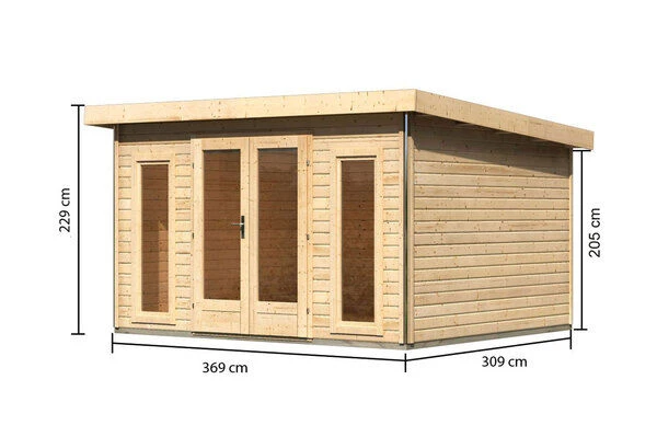 KARIBU Gartenhaus Radeburg 2, Naturbelassen, Fichtenholz 40mm, 406 X 309 X 229,5 Cm, Pultdach, Inkl. 2 Drehkippfenster 5 KARIBU Gartenhaus Radeburg 2, Naturbelassen, Fichtenholz 40mm, 406 X 309 X 229,5 Cm, Pultdach, Inkl. 2 Drehkippfenster - Image 5