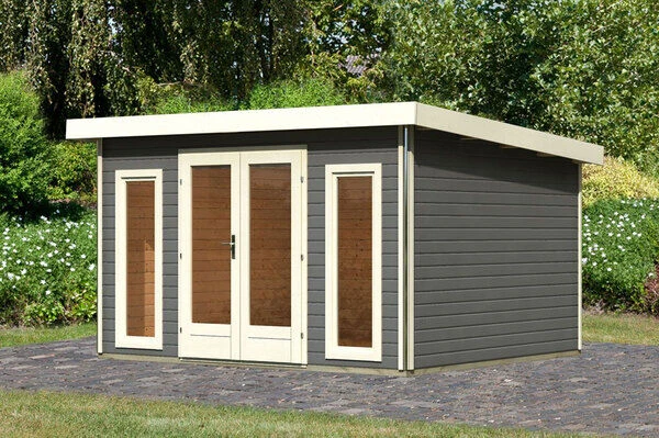 KARIBU Gartenhaus Radeburg 2, Terragrau, Fichtenholz 40mm, 406 X 309 X 229,5 Cm, Pultdach, Inkl. 2 Drehkippfenster 1 KARIBU Gartenhaus Radeburg 2, Terragrau, Fichtenholz 40mm, 406 X 309 X 229,5 Cm, Pultdach, Inkl. 2 Drehkippfenster
