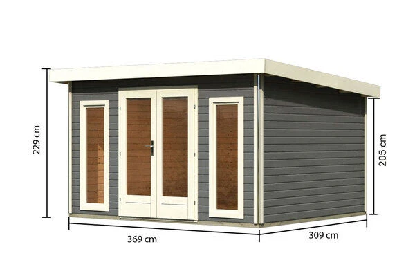 KARIBU Gartenhaus Radeburg 2, Terragrau, Fichtenholz 40mm, 406 X 309 X 229,5 Cm, Pultdach, Inkl. 2 Drehkippfenster 5 KARIBU Gartenhaus Radeburg 2, Terragrau, Fichtenholz 40mm, 406 X 309 X 229,5 Cm, Pultdach, Inkl. 2 Drehkippfenster - Image 5