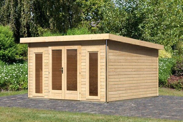 KARIBU Gartenhaus Radeburg 3, Naturbelassen, Fichtenholz 40mm, 406 X 369 X 229,5 Cm, Pultdach, Inkl. 2 Drehkippfenster 1 KARIBU Gartenhaus Radeburg 3, Naturbelassen, Fichtenholz 40mm, 406 X 369 X 229,5 Cm, Pultdach, Inkl. 2 Drehkippfenster