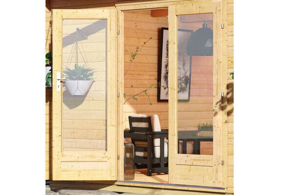 KARIBU Gartenhaus Radeburg 3, Naturbelassen, Fichtenholz 40mm, 406 X 369 X 229,5 Cm, Pultdach, Inkl. 2 Drehkippfenster 2 KARIBU Gartenhaus Radeburg 3, Naturbelassen, Fichtenholz 40mm, 406 X 369 X 229,5 Cm, Pultdach, Inkl. 2 Drehkippfenster - Image 2