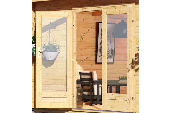 KARIBU Gartenhaus Radeburg 2, Naturbelassen, Fichtenholz 40mm, 724 X 309 X 229,5 Cm, Pultdach, Anbau 3,3m 2 KARIBU Gartenhaus Radeburg 2, Naturbelassen, Fichtenholz 40mm, 724 X 309 X 229,5 Cm, Pultdach, Anbau 3,3m - Image 2