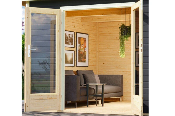 KARIBU Gartenhaus Radeburg 3, Terragrau, Fichtenholz 40mm, 724 X 369 X 229,5 Cm, Pultdach, Anbau 3,3m Mit Rückwand 2 KARIBU Gartenhaus Radeburg 3, Terragrau, Fichtenholz 40mm, 724 X 369 X 229,5 Cm, Pultdach, Anbau 3,3m Mit Rückwand - Image 2